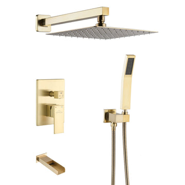 Single Handle 1- -Spray Tub and Shower Faucet in Brushed Gold