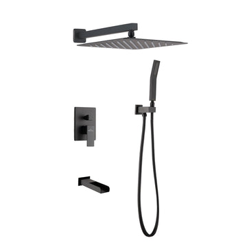 Single-Handle 1- -Spray Tub and Shower Faucet in Matte Black (Valve Included)