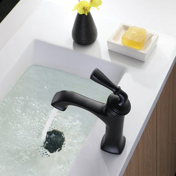 Clihome® | Single Hole Single Handle Bathroom Faucet Antique Vanity Sink Faucets in Matte Black