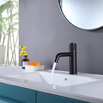 Clihome® | Single Hole Single Handle Bathroom Faucet in Matte Black