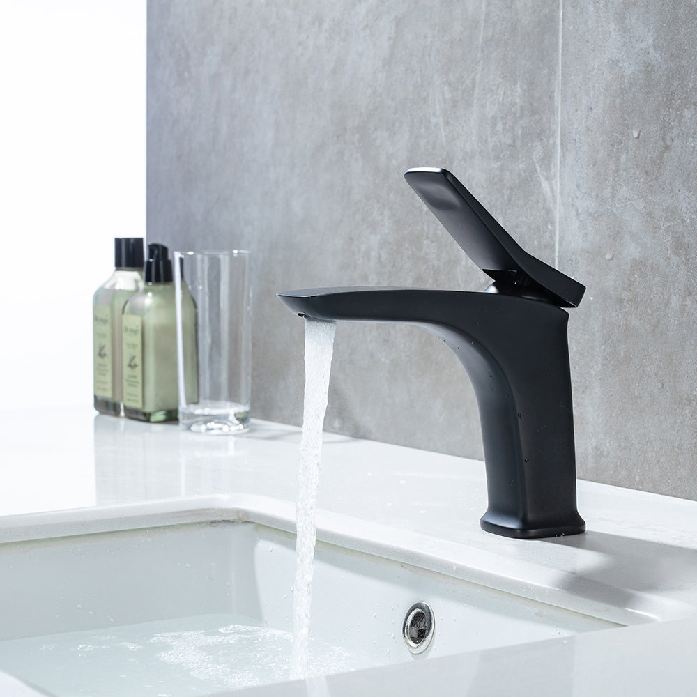 Clihome® | Single Hole Single Handle Bathroom Faucet Low Arc in Black