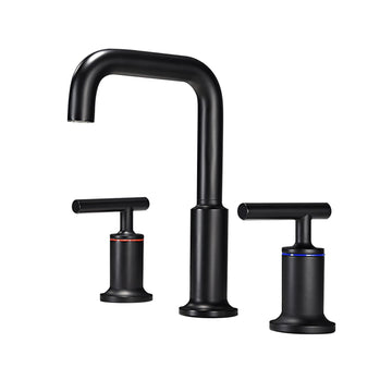 Clihome® | 8 in. Widespread 2-Handle High-Arc Bathroom Faucet with Ceramic Disk Valve in Matte Black