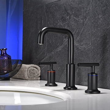 Clihome® | 8 in. Widespread 2-Handle High-Arc Bathroom Faucet with Ceramic Disk Valve in Matte Black