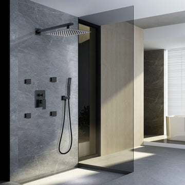 Clihome® | Waterfall Top Spray Wall-Mounted Bathroom Shower System with 4 Side Spray