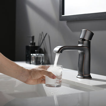 Clihome® | Oil Rubbed Bronze Single Handle Deck Mount Bathroom Sink Faucet