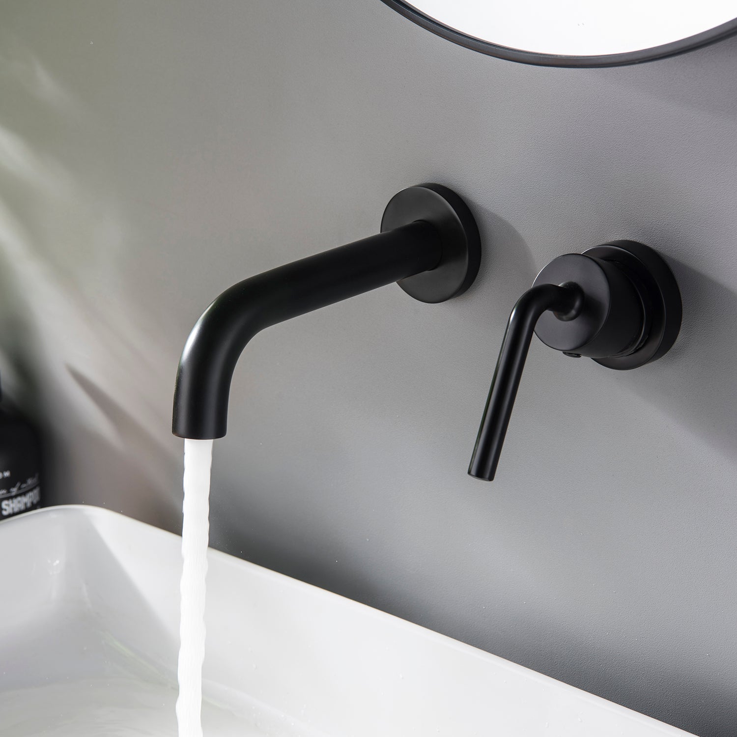 Clihome® | Single Handle Wall Mounted Bathroom Faucet in Matte Black