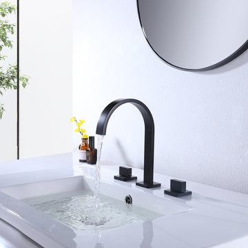 Clihome® | Modern 8 in. Widespread 2-Handle High-Arc Bathroom Faucet in Black