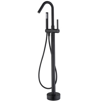 Clihome® | Single-Handle High-Arc Claw Foot Freestanding Tub Faucet with Shower in Matte Black