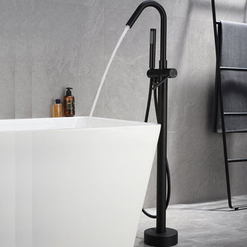 Clihome® | Single-Handle High-Arc Claw Foot Freestanding Tub Faucet with Shower in Matte Black