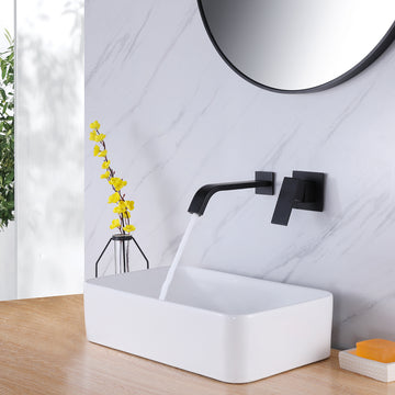 Clihome® | Waterfall Single-Handle Wall Mount Bathroom Faucet Brass in Matte Black