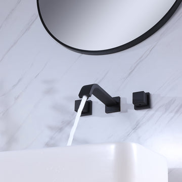 Clihome® | Modern 2-Handle Wall-Mounted Bathroom Faucet in Matte Black
