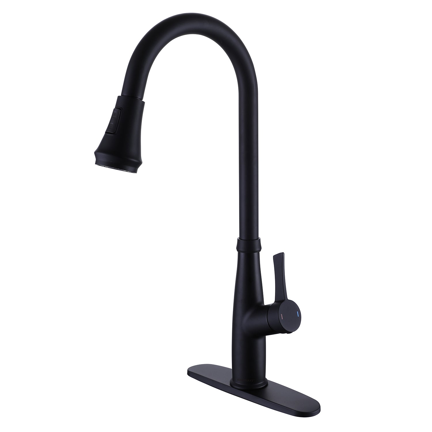 Clihome® | Single-Handle Pull-Down Sprayer Kitchen Faucet with Flexible House and Deck Plate in Black