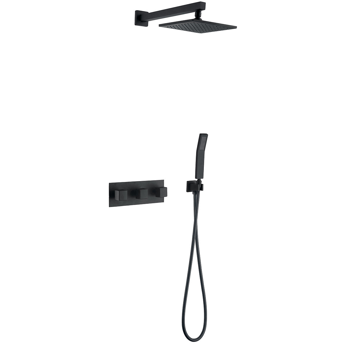 1-Spray Pattern 2 GPM 10 in. Wall Mount Dual Shower Heads in Matte Black - Alipuinc