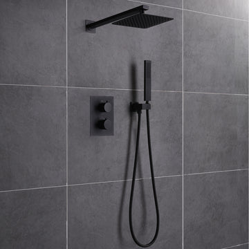 Clihome Bathroom Complete Shower System with Rough-in Valve in Matte Black