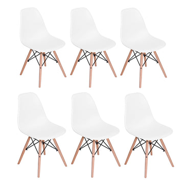 White and Brown Side Chairs Dining Chairs (Set of 6)