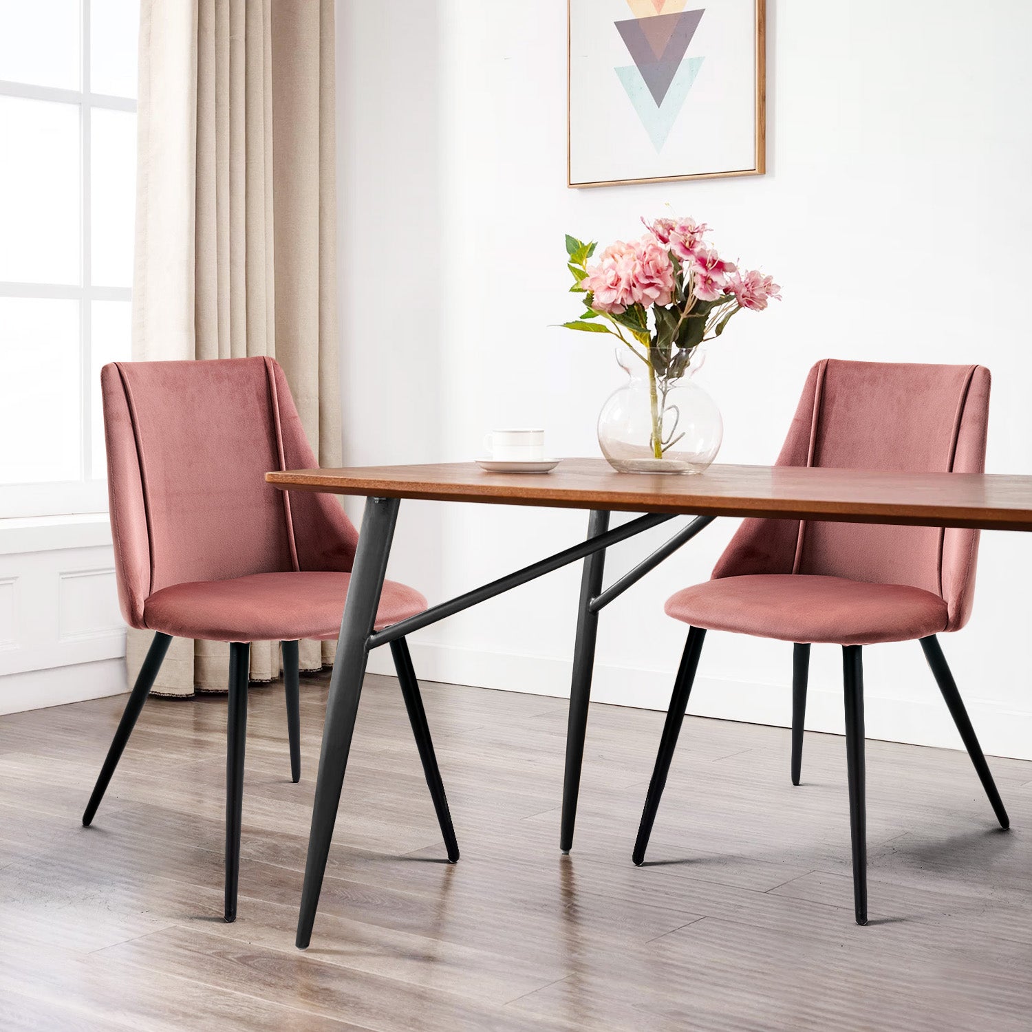 Rose Velvet Side Chair Dining Chairs (Set of 2)