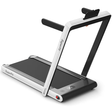 2-in-1 Electric Motorized Health and Fitness Folding Treadmill with Dual Display and Bluetooth Speaker