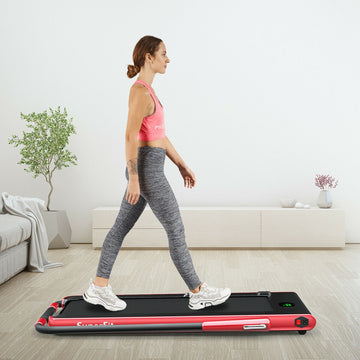 2-in-1 Folding Treadmill with RC Bluetooth Speaker LED Display