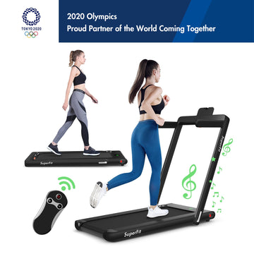 Same Model Treadmill of Tokyo Olympics, 2-in-1 Foldable 2.25 HP Electric Installation-Free Treadmill with Bluetooth Speaker and LED Display