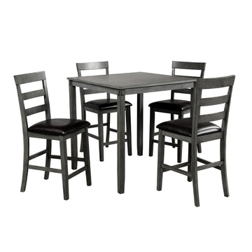 Square Counter Height Wooden Kitchen Dining Set, Dining Room Set with Table and 4 Chairs
