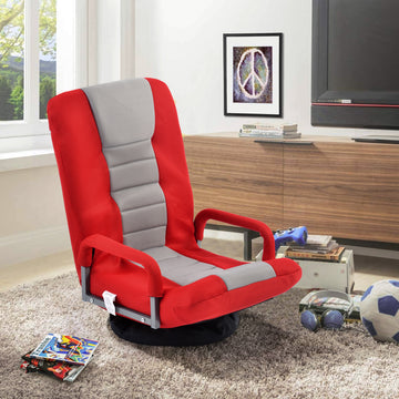 Clihome® | Swivel Folding Sofa Lounger Floor Chair Adjustable 7-Position, Red