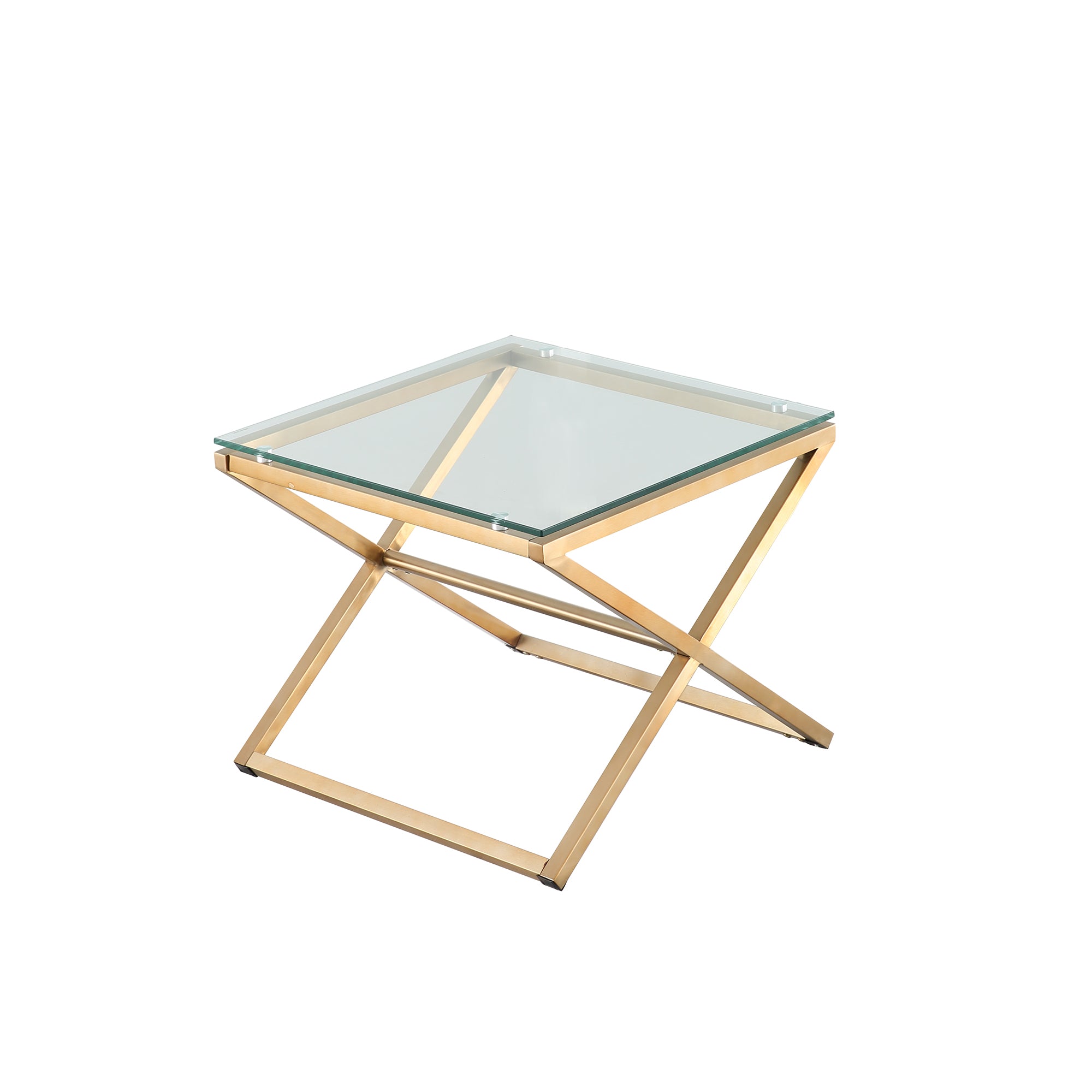 Clihome® | Glass Cross Legs End Table