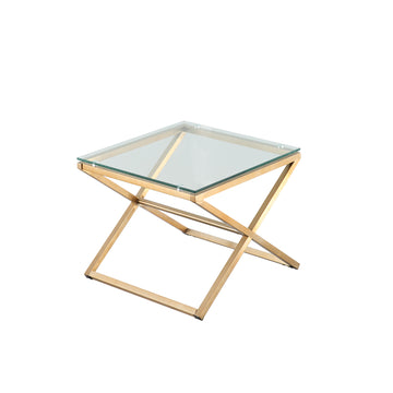 Clihome® | Glass Cross Legs End Table
