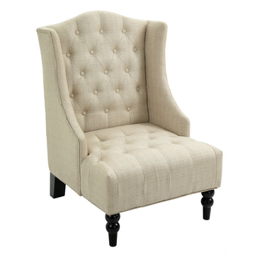 Wide Tufted Wingback Chair