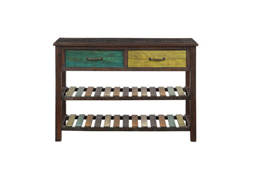 Console Table Sofa Table for Entryway Living Room with Drawers and 2 Tiers Shelves (Colorful)