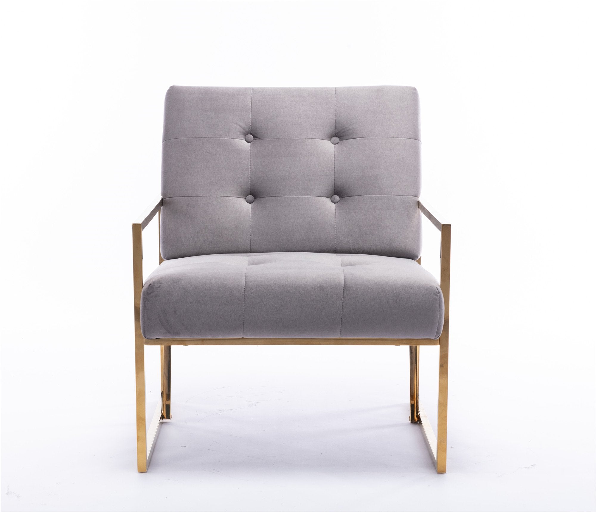 Modern Turfted Velvet Golden Metal Living Room Chair