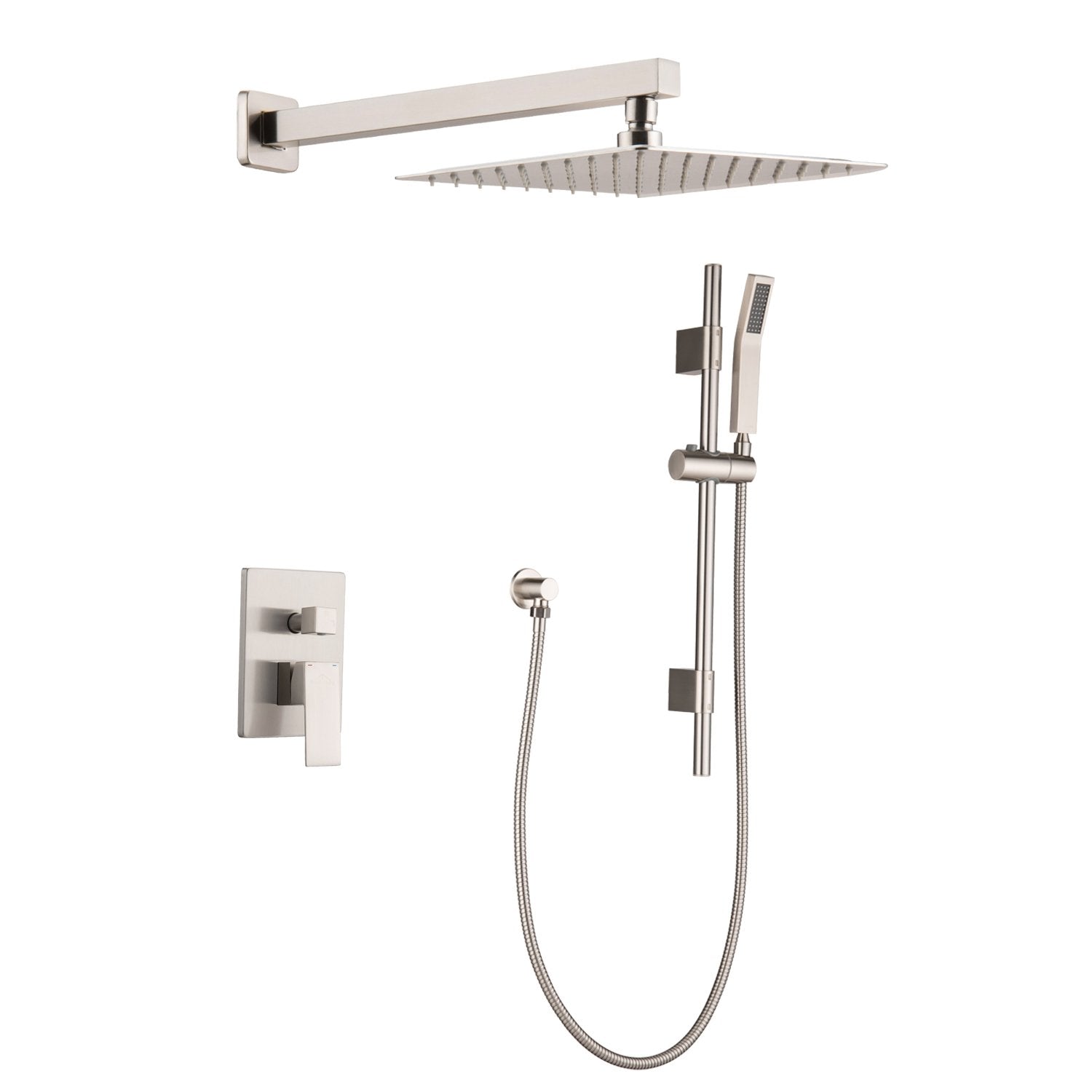 1-Spray Patterns with 2.5 GPM Wall Mount Dual Shower Heads in Brushed Nickel