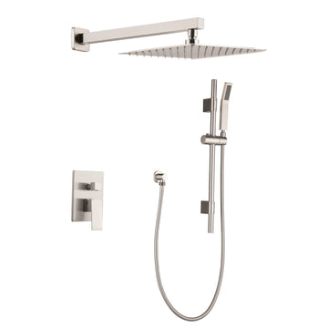 1-Spray Patterns with 2.5 GPM Wall Mount Dual Shower Heads in Brushed Nickel