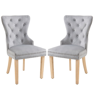 Set of 2 Contemporary Modern Velvet Upholstered Dining Side Chair (Wood Frame)