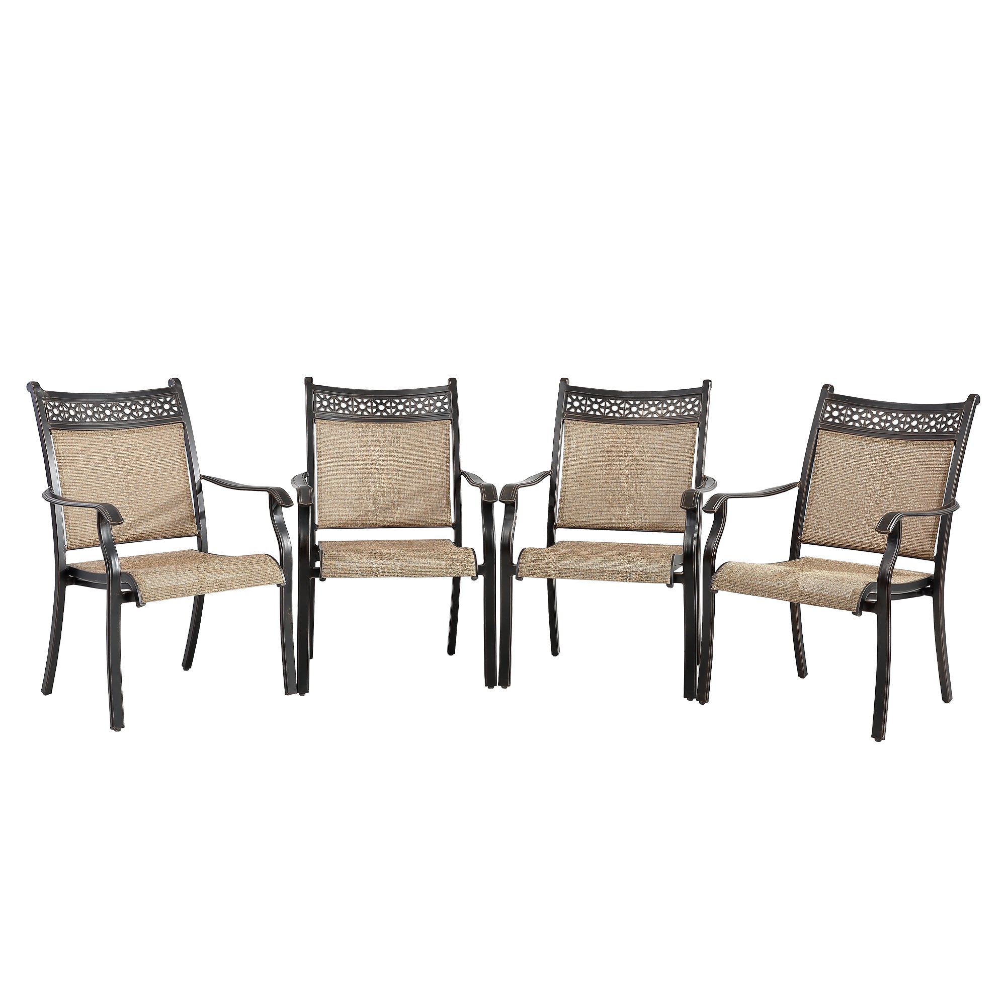 Set of 4 Cast Aluminum Classic Pattern Sling Chairs