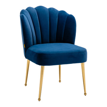 Modern Seashell Design Velvet Side Chair