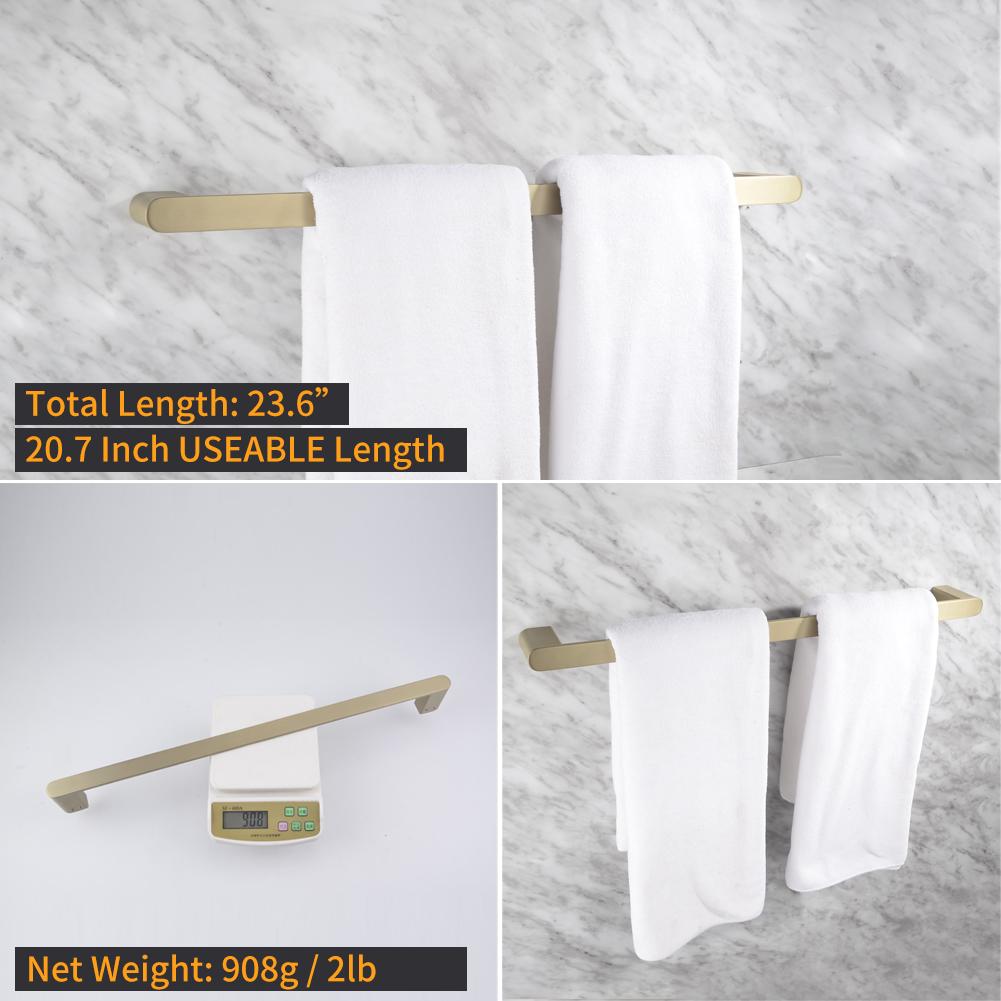 4-Piece Bath Accessory Set with Towel Bar, Towel Robe Hook, Toilet Roll Paper Holder, Hand Tower Holder in Brushed Gold - Alipuinc