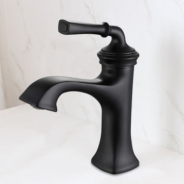 Clihome® | Single Hole Single Handle Bathroom Faucet Antique Vanity Sink Faucets in Matte Black
