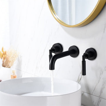 Clihome® | Two-Handle Wall Mounted Bathroom Faucet in Matte Black