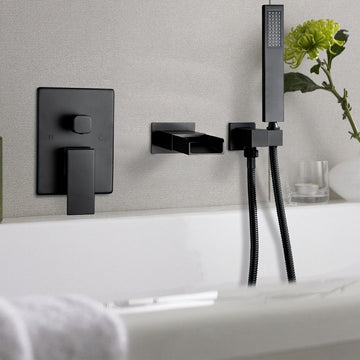 Clihome® | Square Hand-Held Bathtub Faucet In Matt Black