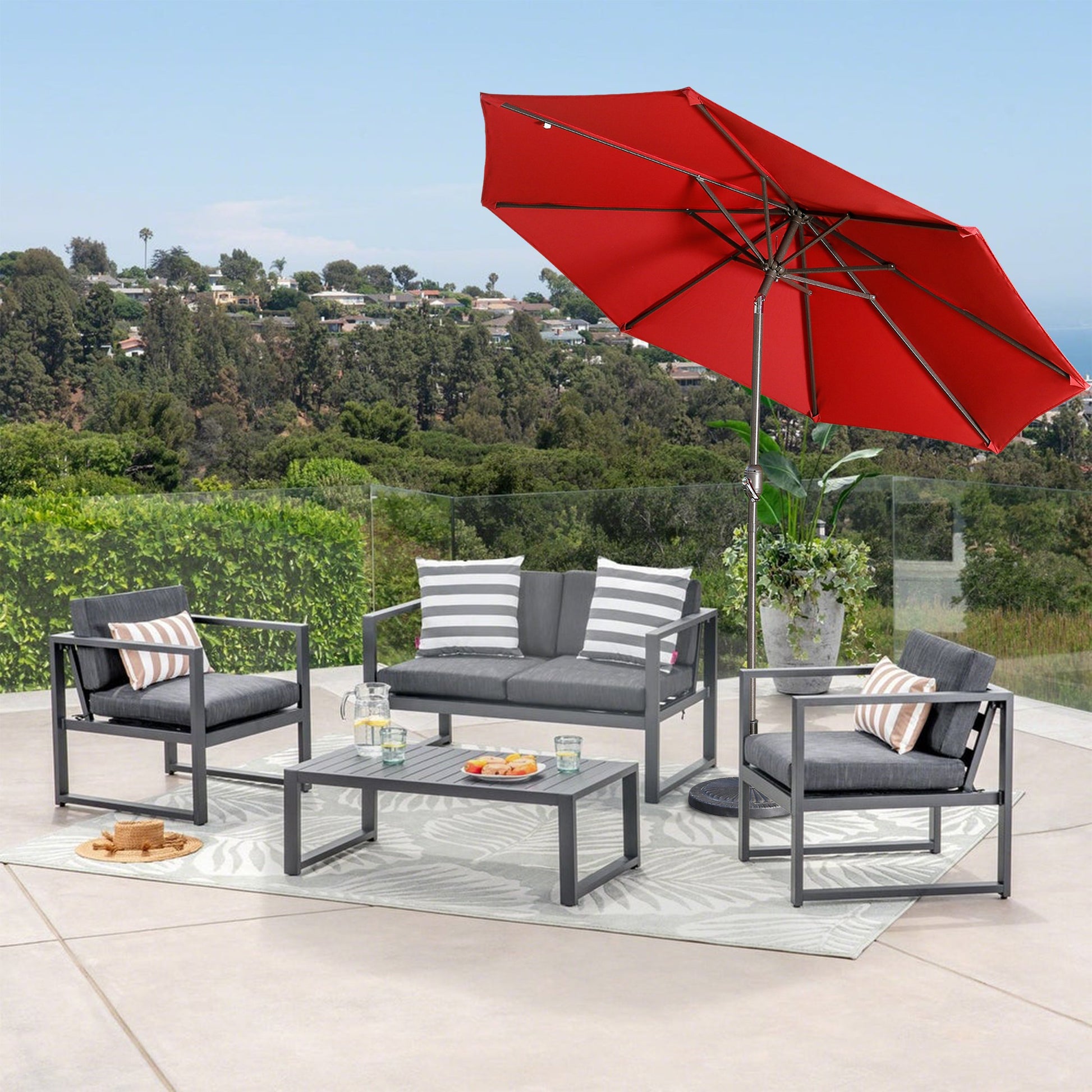 Clihome 9ft Patio Umbrella Outdoor Umbrella Patio Market Umbrella with