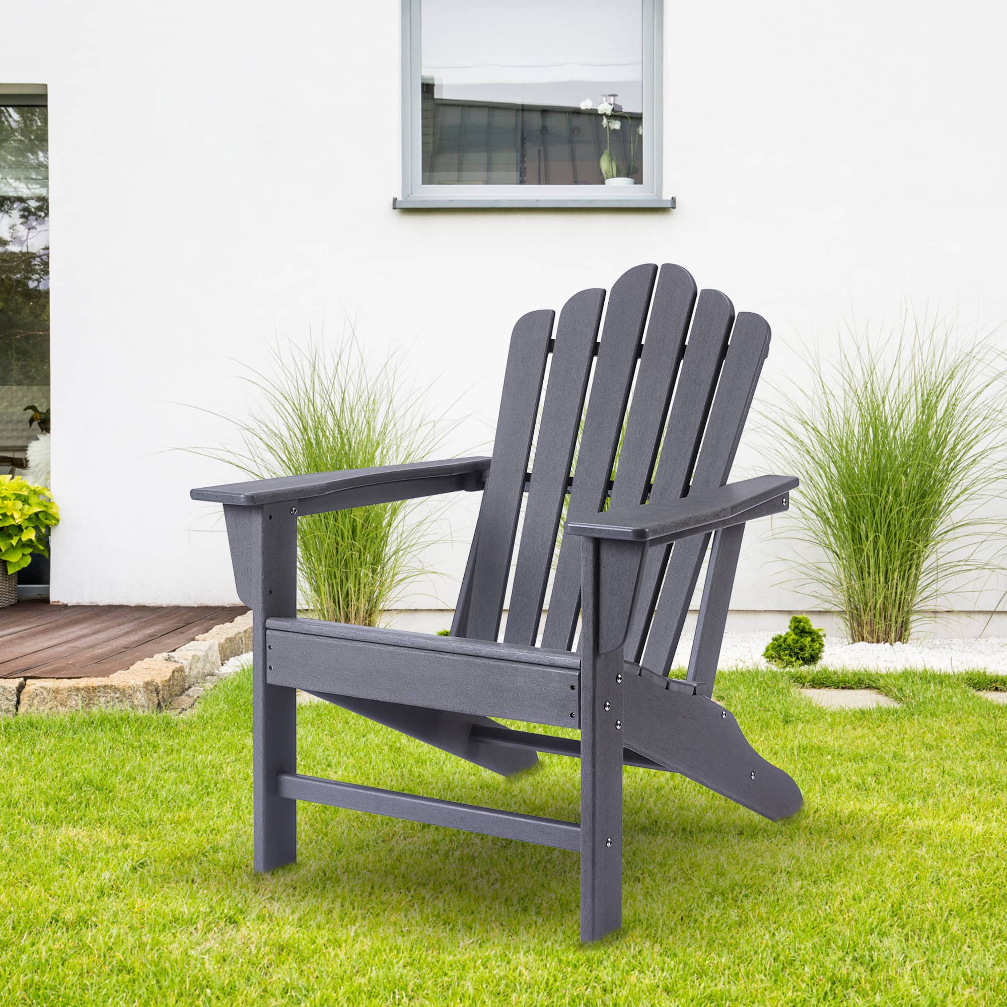 Clihome Classic Outdoor Adirondack Chair for Garden Porch Patio Deck Backyard, Weather Resistant Accent Furniture