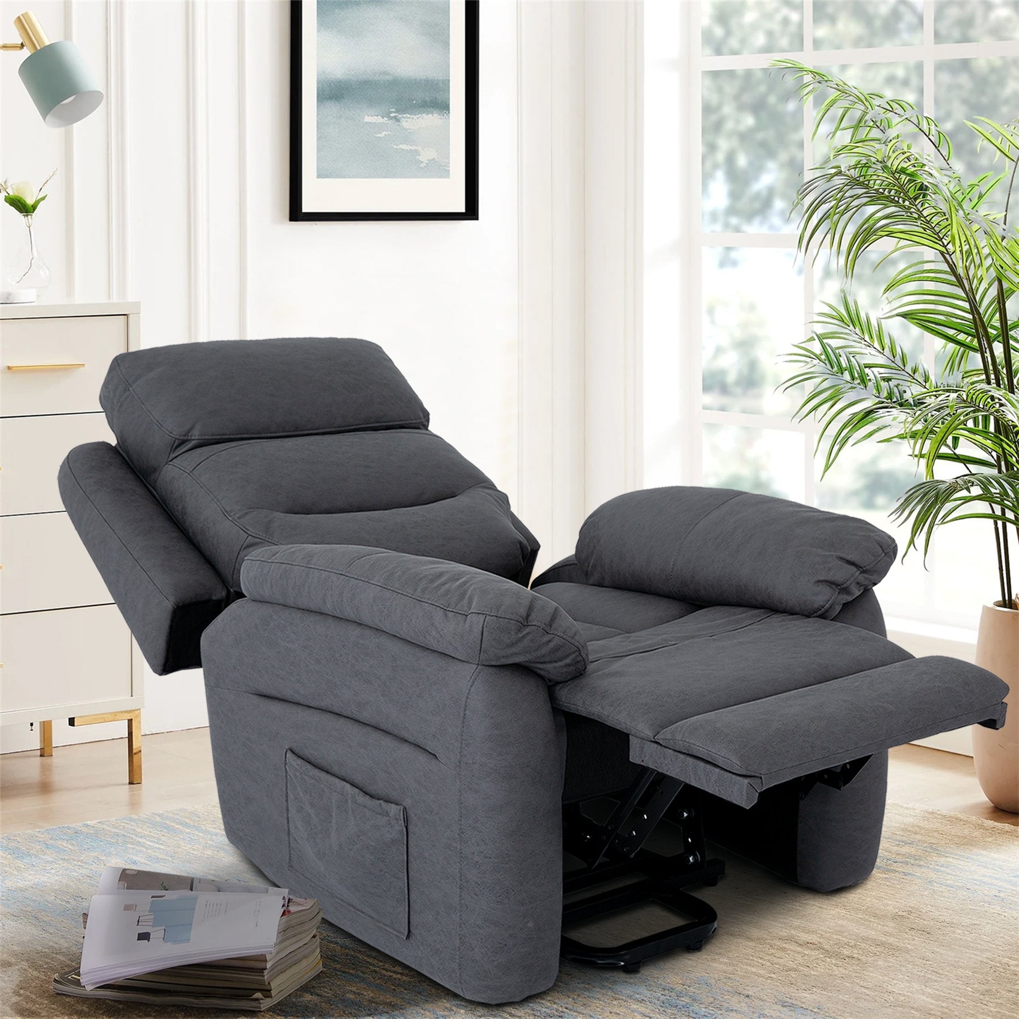 Clihome Power Lift Assist Standard Recliner with Storage