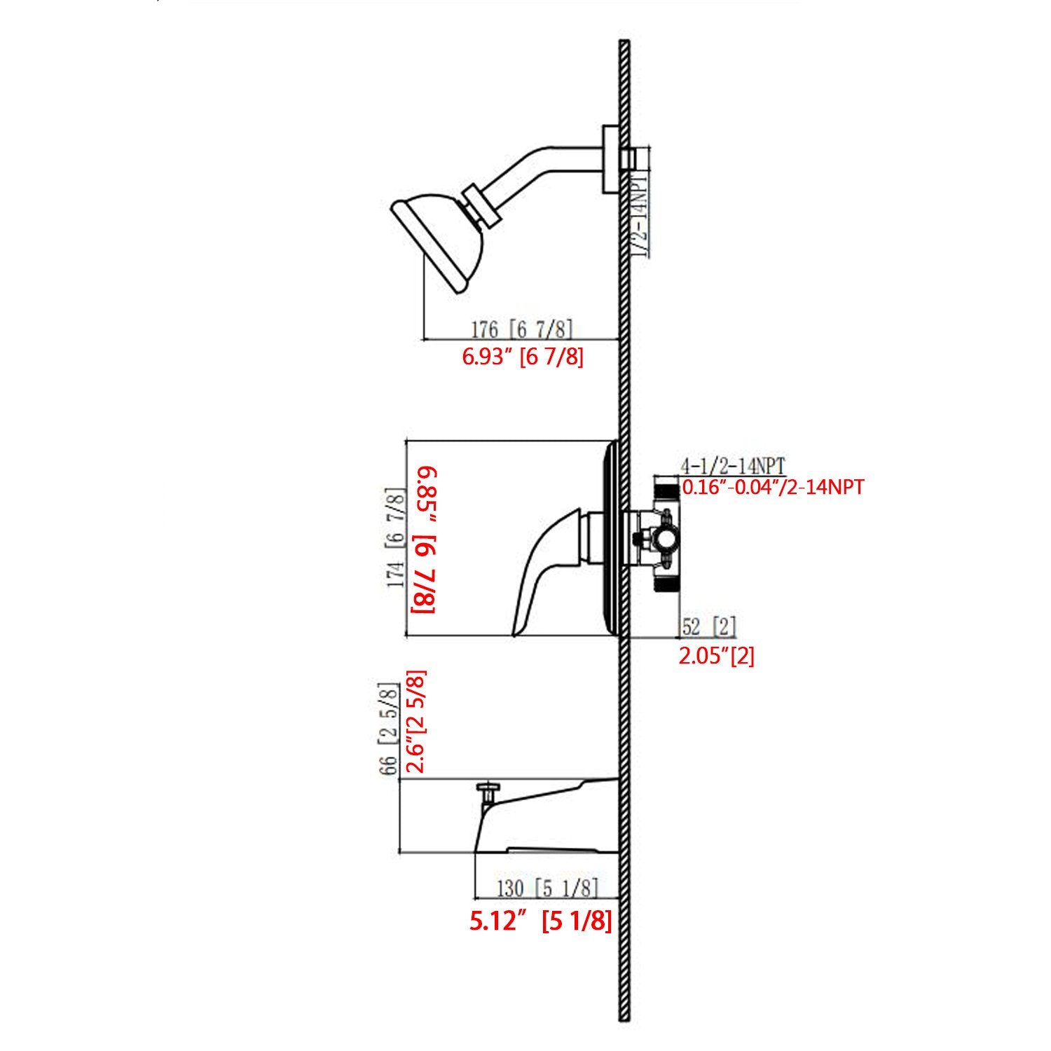 Single-Handle 4 in. Tub and Shower Faucet Set, Matte Black - Alipuinc