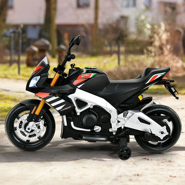 Aprilia Licensed Electric Toddler Ride-On Motorbike with Training Wheels and LED Lights